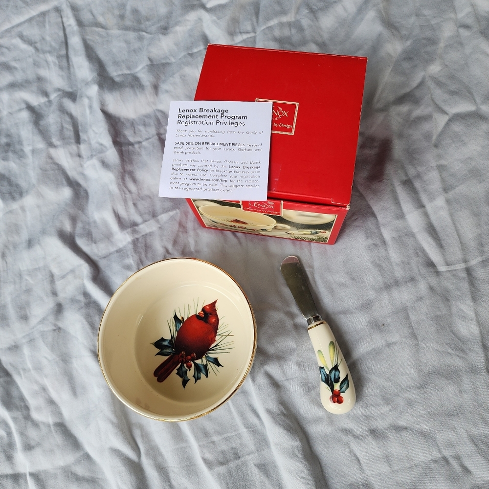 Lenox Winter Greetings Dip Bowl With Spreader